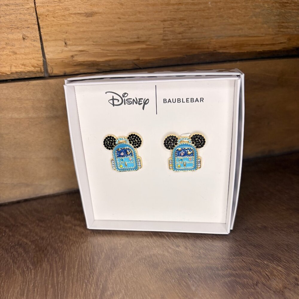 Disney x BaubleBar Mickey Mouse Jeweled Backpack Stud Earrings (New in Box)